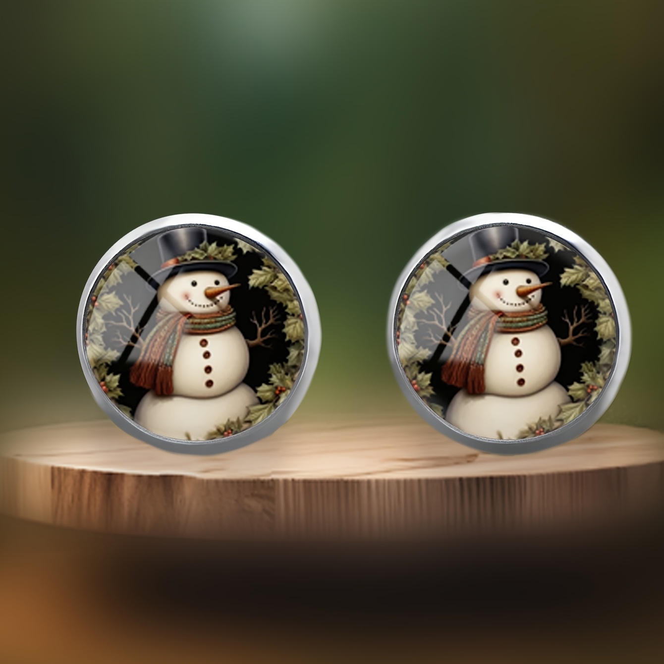 Women's Retro Snowman Pattern Stud Earrings, Winter Gift